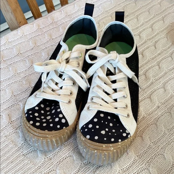 Women’s 8.5 Calcado Havaianas TNS Mix mesh flat sneakers polka dot black white - Picture 3 of 10